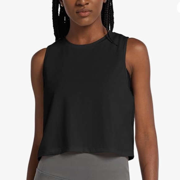 Baleaf Black Crop Workout Tank Top  [W/L] - Picture 3 of 5